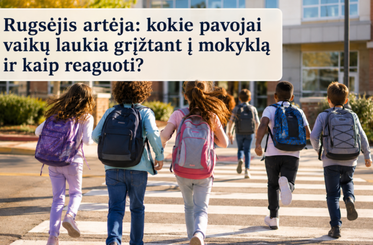 Rugsėjis artėja kokie pavojai vaikų laukia grįžtant į mokyklą ir kaip reaguoti?